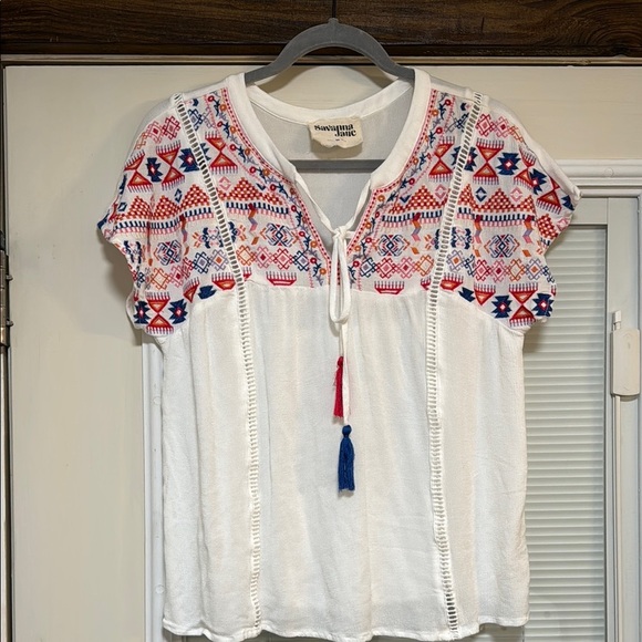 Savanna Jane Tops - Savanna Jane White Embroidered Top medium